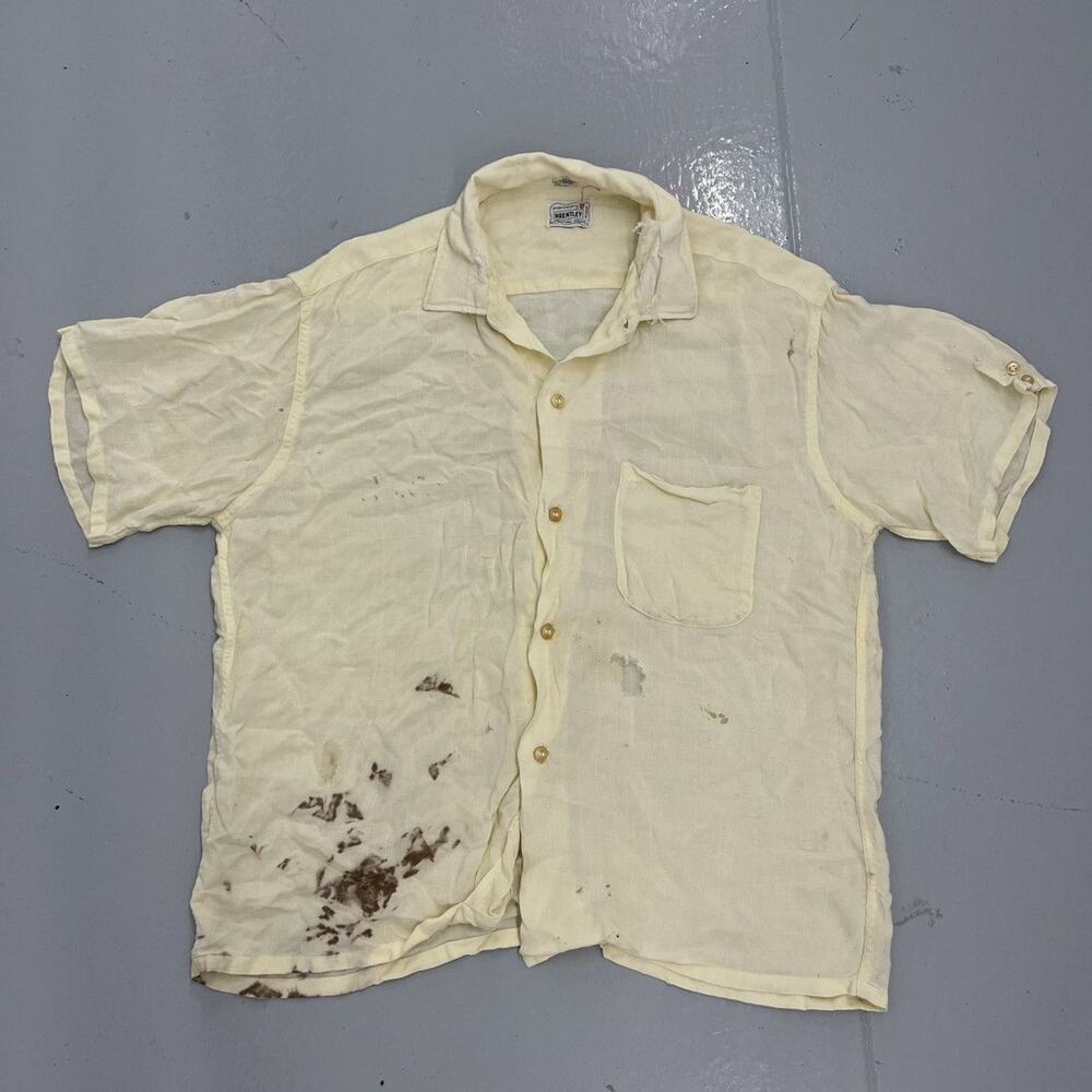 Vintage 60s Brentley Yellow Rayon Cotton Loop Collar